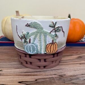 Like New Small Round Ceramic Pumpkin Patch Pot